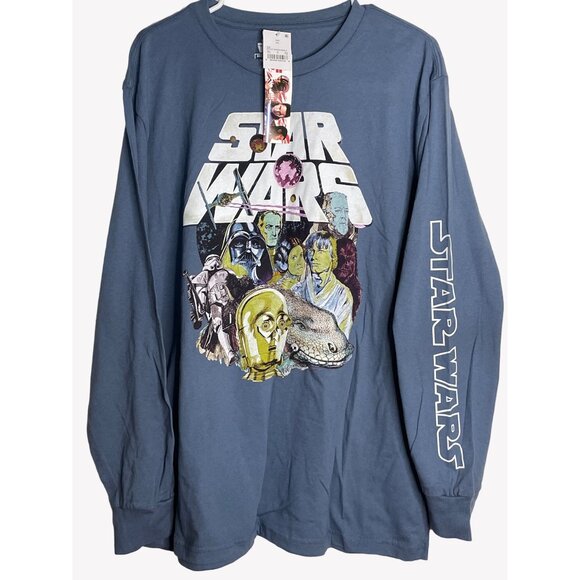 Disney/Mad Engine Other - NWT Star Wars Disney Mad Engine Size XL Long Sleeve Tee Blue Retro Graphic NOTES